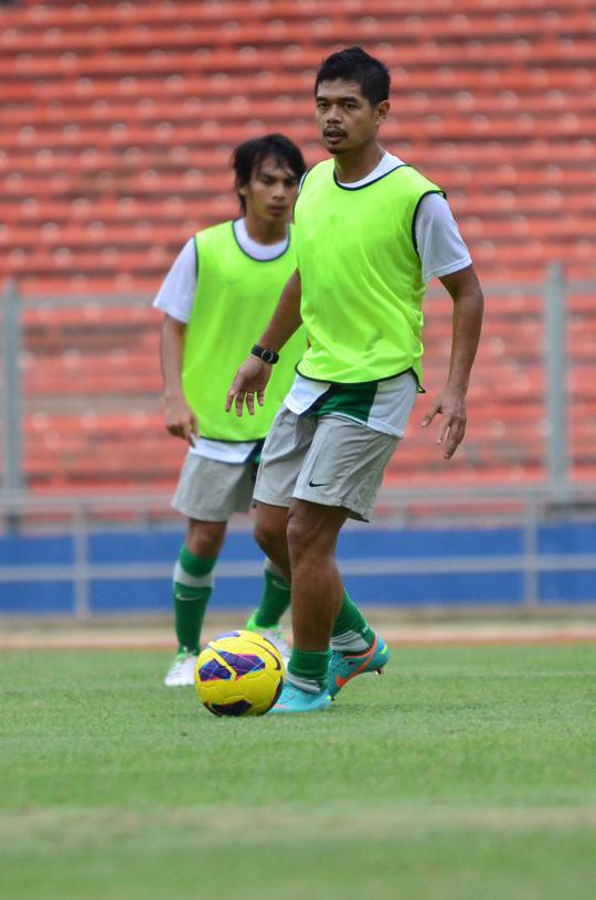 Latihan pertama Bambang Pamungkas bersama Timnas Indonesia