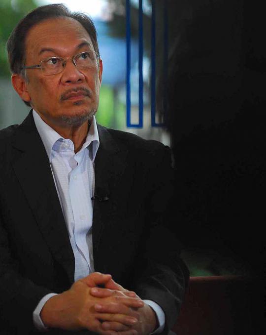 Potret wajah pemimpin oposisi Malaysia Anwar Ibrahim