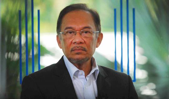 Potret wajah pemimpin oposisi Malaysia Anwar Ibrahim