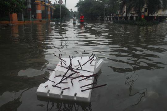 Pasar Glodok masih tergenang banjir