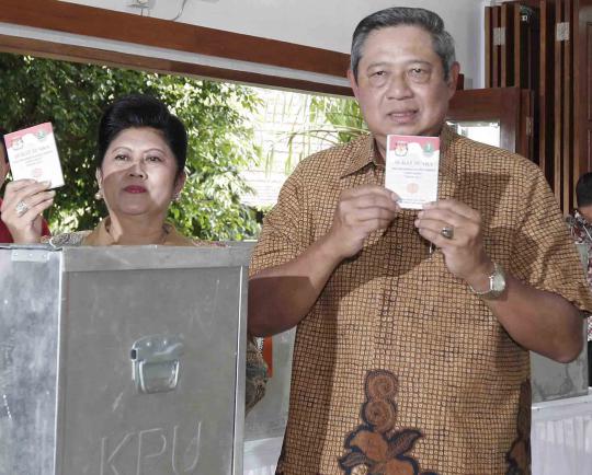 Presiden SBY ditemani keluarga nyoblos Pilgub Jawa Barat