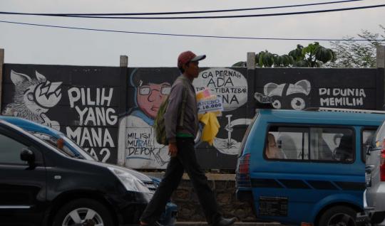 Sindiran mural Pilgub Jawa Barat di kawasan Margonda