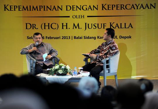Kuliah umum "Kepemimpinan dengan Kepercayaan" oleh Jusuf Kalla