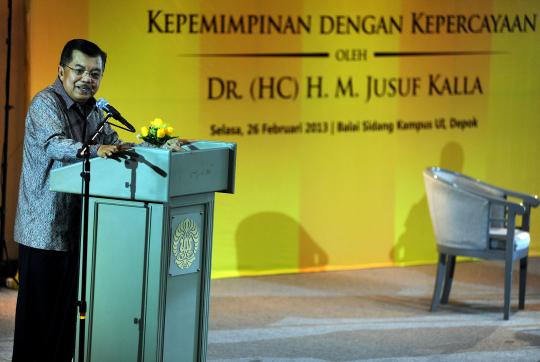 Kuliah umum "Kepemimpinan dengan Kepercayaan" oleh Jusuf Kalla