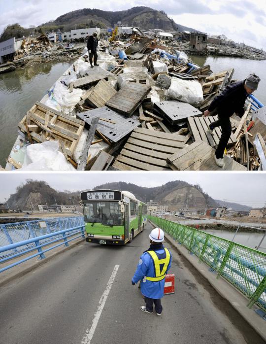 Foto saat dan sesudah tragedi tsunami Jepang