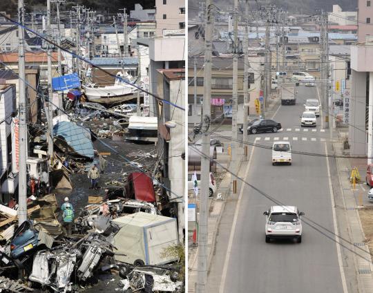 Foto saat dan sesudah tragedi tsunami Jepang