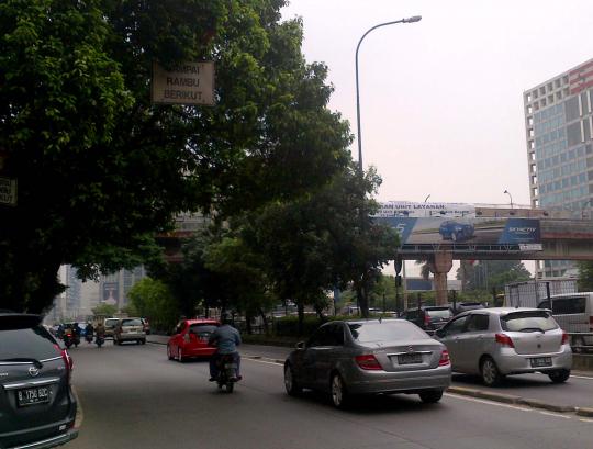 Rambu & marka jalan di Ibu Kota tertutup rimbunan pohon