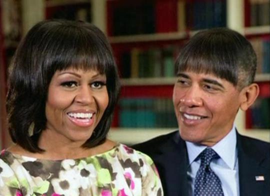 Barack Obama dengan gaya rambut poni 
