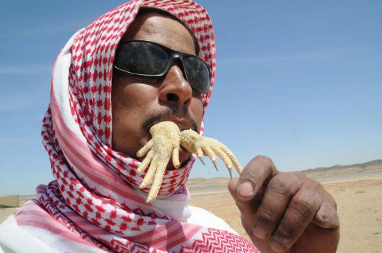 Pria ini makan kadal padang pasir mentah-mentah