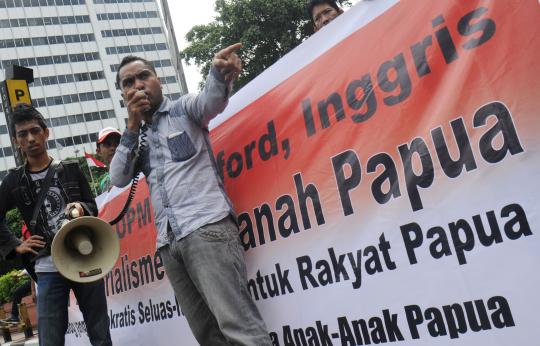 Aksi 'Bebaskan Papua' di depan Kedubes Inggris