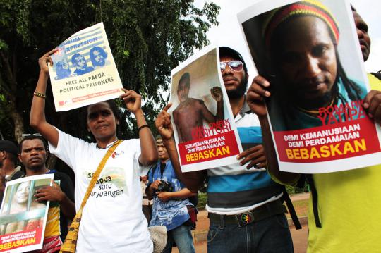 Aksi tuntut pembebasan tahanan politik aktivis Papua