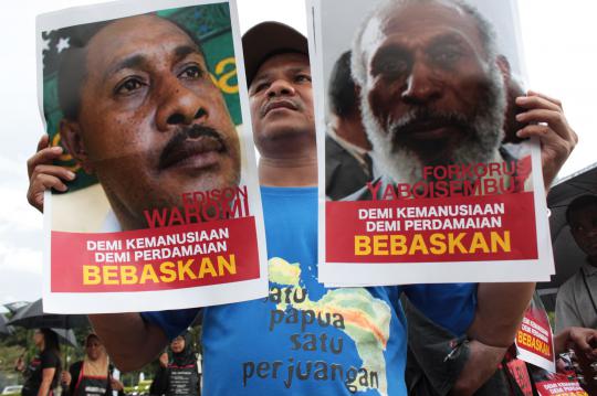 Aksi tuntut pembebasan tahanan politik aktivis Papua