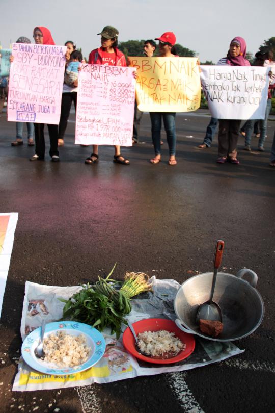 Aksi ibu RT demo di depan Istana Negara