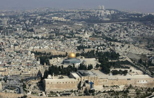 Pemandangan Masjidil Aqsa di Yerusalem dari udara