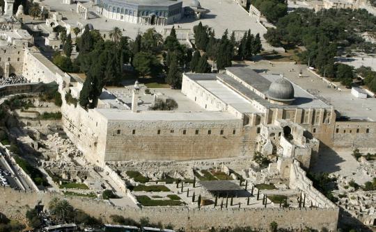 Pemandangan Masjidil Aqsa di Yerusalem dari udara