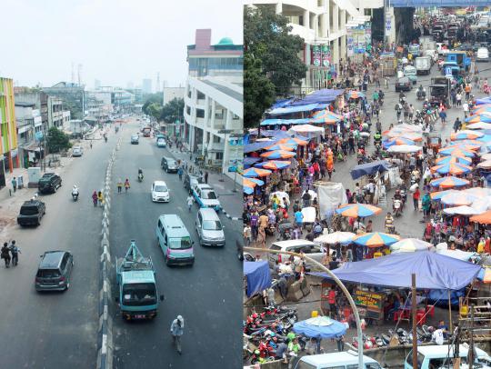 Ini situasi Pasar Tanah Abang sebelum dan sesudah penertiban