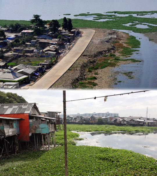 Situasi Waduk Pluit sebelum dan sesudah normalisasi