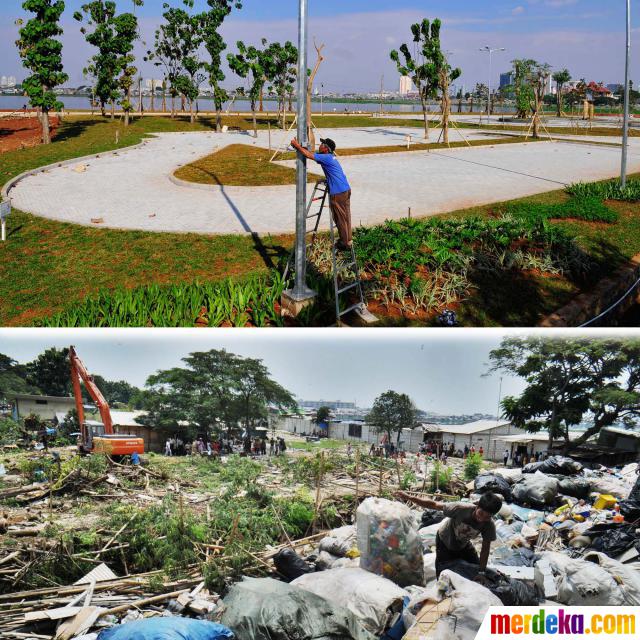 Foto : Situasi Waduk Pluit sebelum dan sesudah normalisasi 