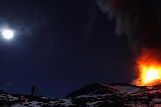 Dahsyatnya semburan lahar panas gunung berapi tertinggi di Eropa