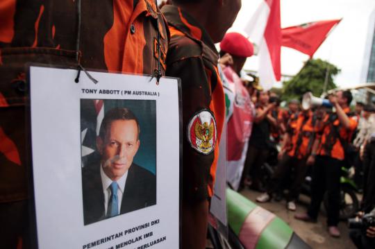 Protes penyadapan, Ormas Pemuda Pancasila bakar foto Tony Abbott