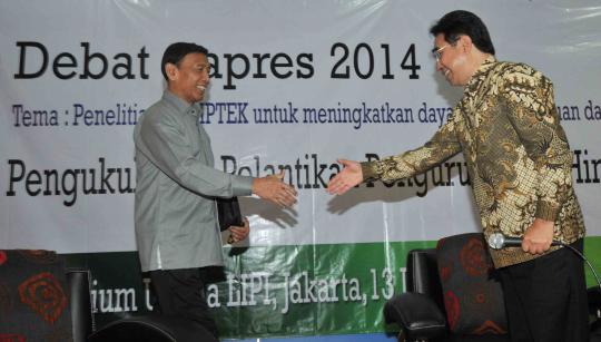 Wiranto dan Yusril hadiri debat Capres 2014 di LIPI