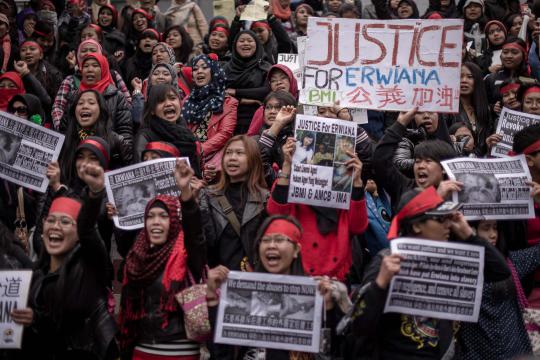 Para TKI di Hong Kong unjuk rasa tuntut keadilan bagi Erwiana