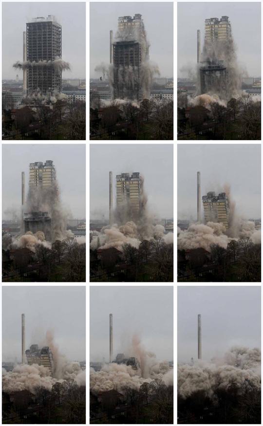 Dahsyatnya sistem penghancuran gedung 116 meter di Jerman