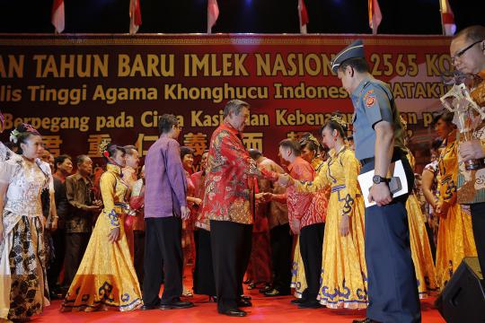 Presiden SBY dan Ibu Ani hadiri Imlek di Senayan