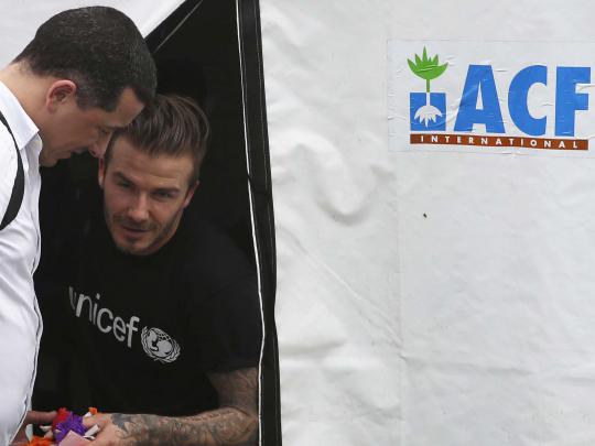 Isi waktu, Beckham kunjungi pengungsian korban Topan Haiyan