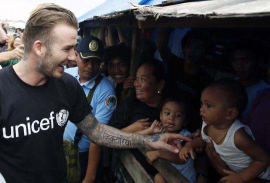 Isi waktu, Beckham kunjungi pengungsian korban Topan Haiyan