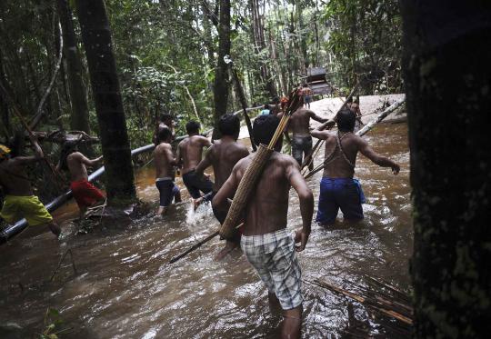 Aksi suku pedalaman berburu penambang emas liar di Hutan Amazon