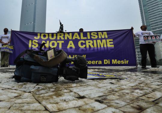 Jurnalis Al Jazeera gelar aksi solidaritas di HI