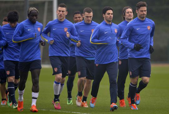 Latihan persiapan Arsenal jelang hadapi Bayern Munchen