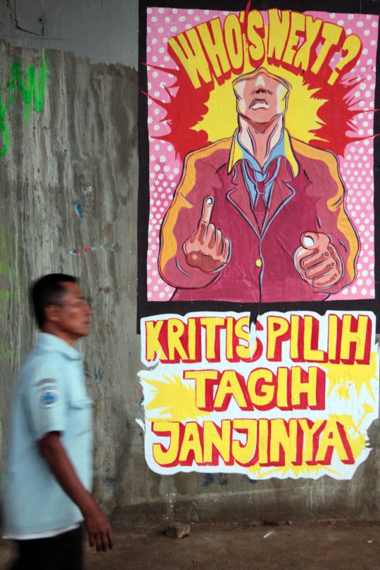 Sindiran mural-mural kritis 'penyadar' rakyat jelang Pemilu 2014