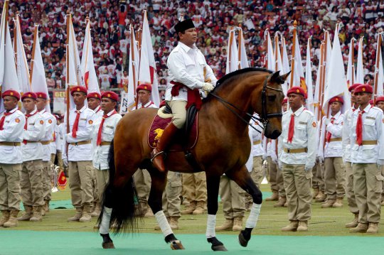 Gagahnya Prabowo Subianto, naik kuda pimpin kampanye Gerindra