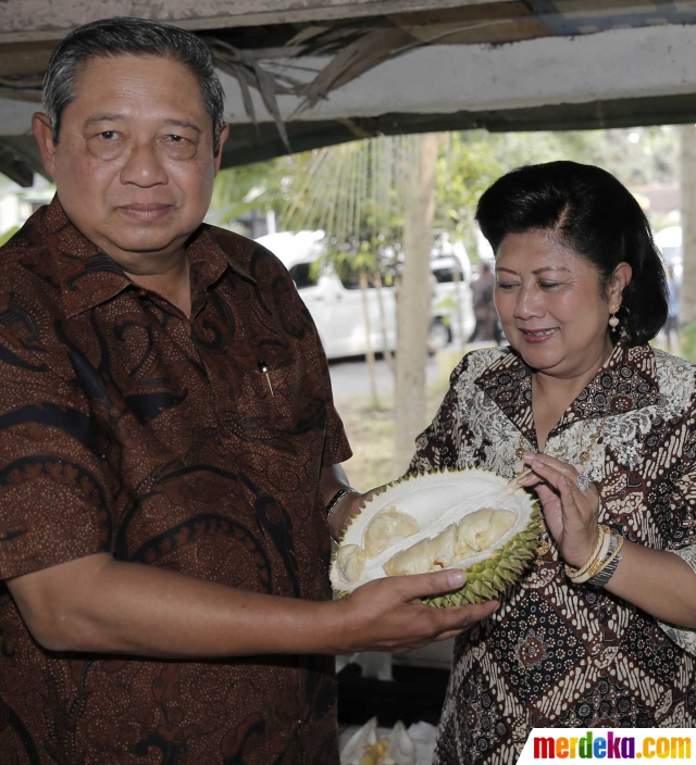 Foto : Nikmatnya SBY dan keluarga makan durian pinggir 