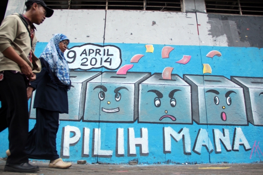 Goresan mural ajak warga gunakan hak pilih pada 9 April