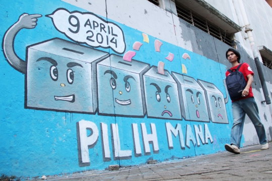 Goresan mural ajak warga gunakan hak pilih pada 9 April