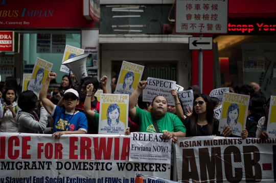 Puluhan TKI di Hong Kong unjuk rasa dukung Erwiana