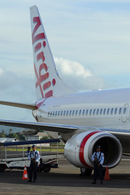 Penjagaan ketat saat Virgin Australia mendarat di Bali