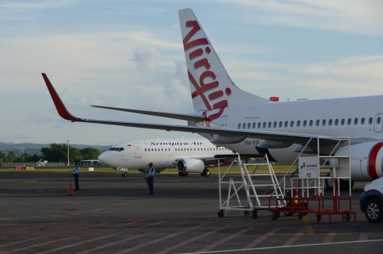 Penjagaan ketat saat Virgin Australia mendarat di Bali