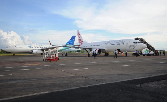 Penjagaan ketat saat Virgin Australia mendarat di Bali