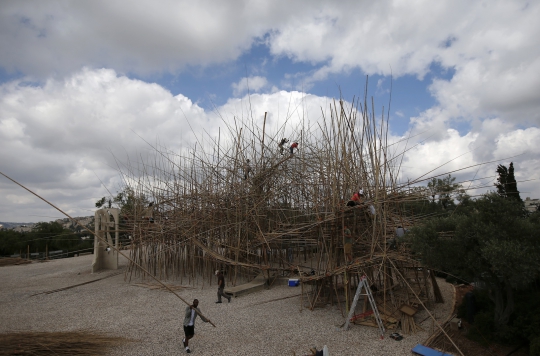 Rumitnya karya seni instalasi bambu buatan pemanjat tebing