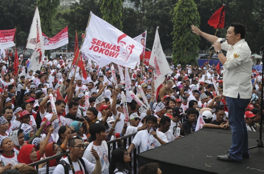 Jokowi hadiri Apel Satgas Relawan Anti Pilpres Curang di Senayan