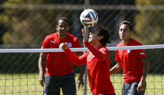 Latihan keras timnas Chile jelang hadapi tim 'Samba' Brasil