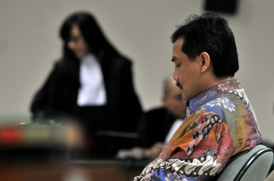 Ekspresi Andi Mallarangeng saat divonis 4 Tahun bui