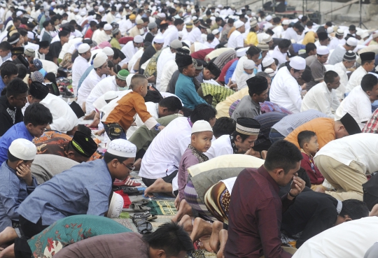 Potret pelaksanaan salat Id di Pelabuhan Sunda Kelapa