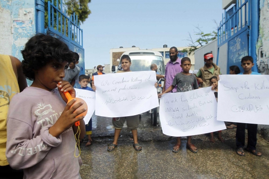 Aksi protes anak-anak Palestina kecam serangan zionis Israel