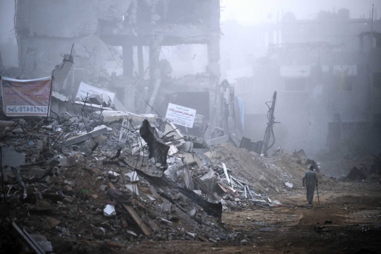 Meski menang, Kota Gaza hancur lebur