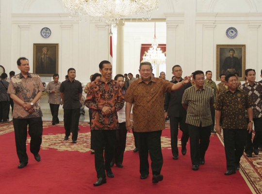 SBY dan Jokowi ikut geladi bersih upacara pisah sambut di Istana